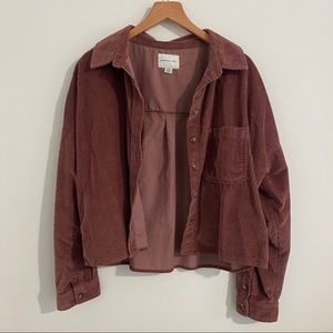 American Eagle maroon corduroy flannel shacket
